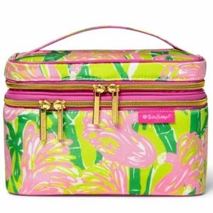 Lilly Pulitzer x Target pink and green flamingo cosmetics/ toiletries bag
